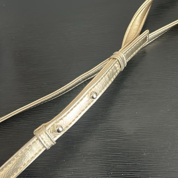 JOSEPH RIBKOFF Patchwork Denim & Metallic Gold Tassel Mini Crossbody Purse - Picture 12 of 15